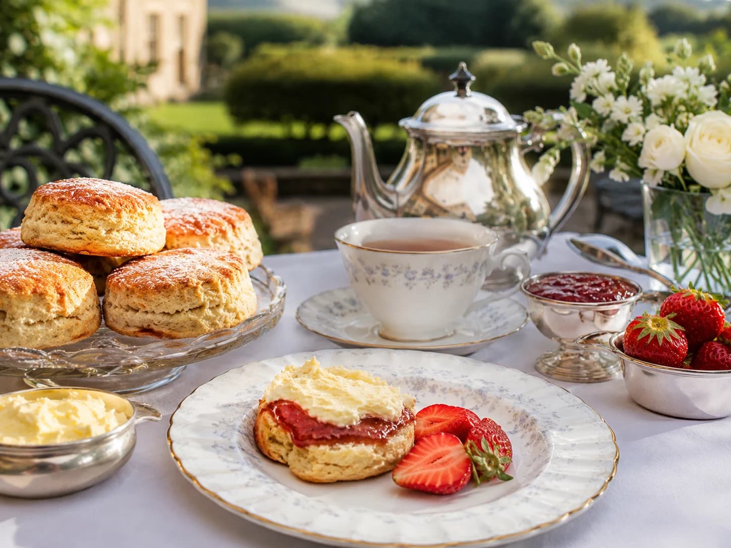 Fresh scones and tea at The Grange Court Hotel