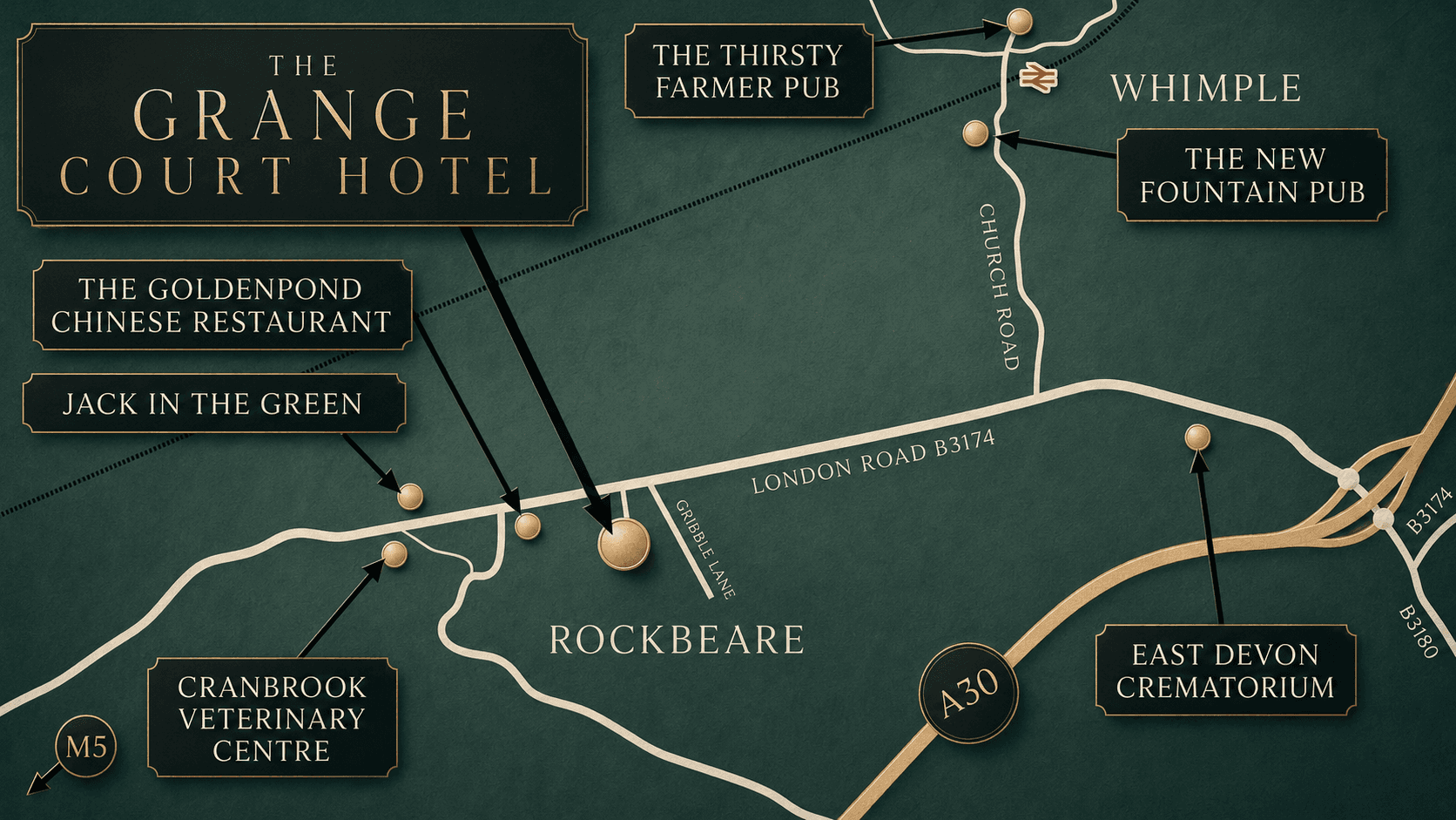 Illustrated map showing The Grange Court Hotel location